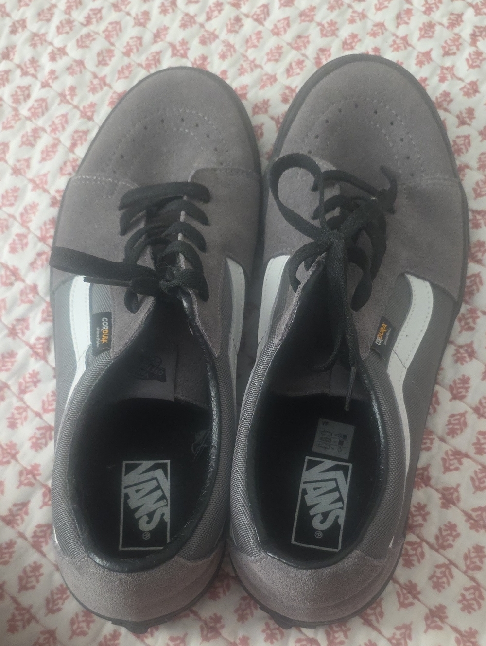 Vans Gray Suede Sneakers with White Side Stripe